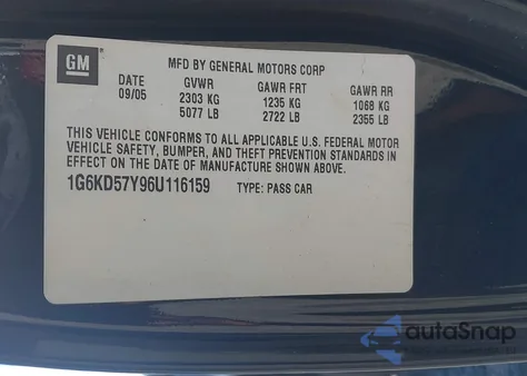 2006 Cadillac Dts from USA, damaged, VIN 1G6KD57Y96U116159